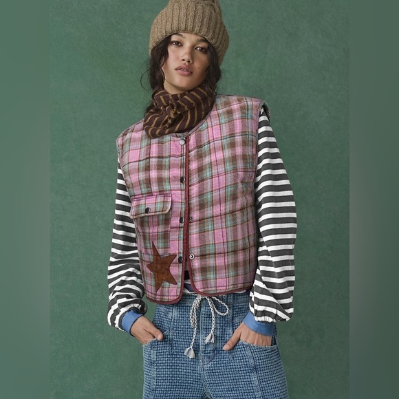 Free People We The Free Starry Plaid Vest - Picture 1 of 10